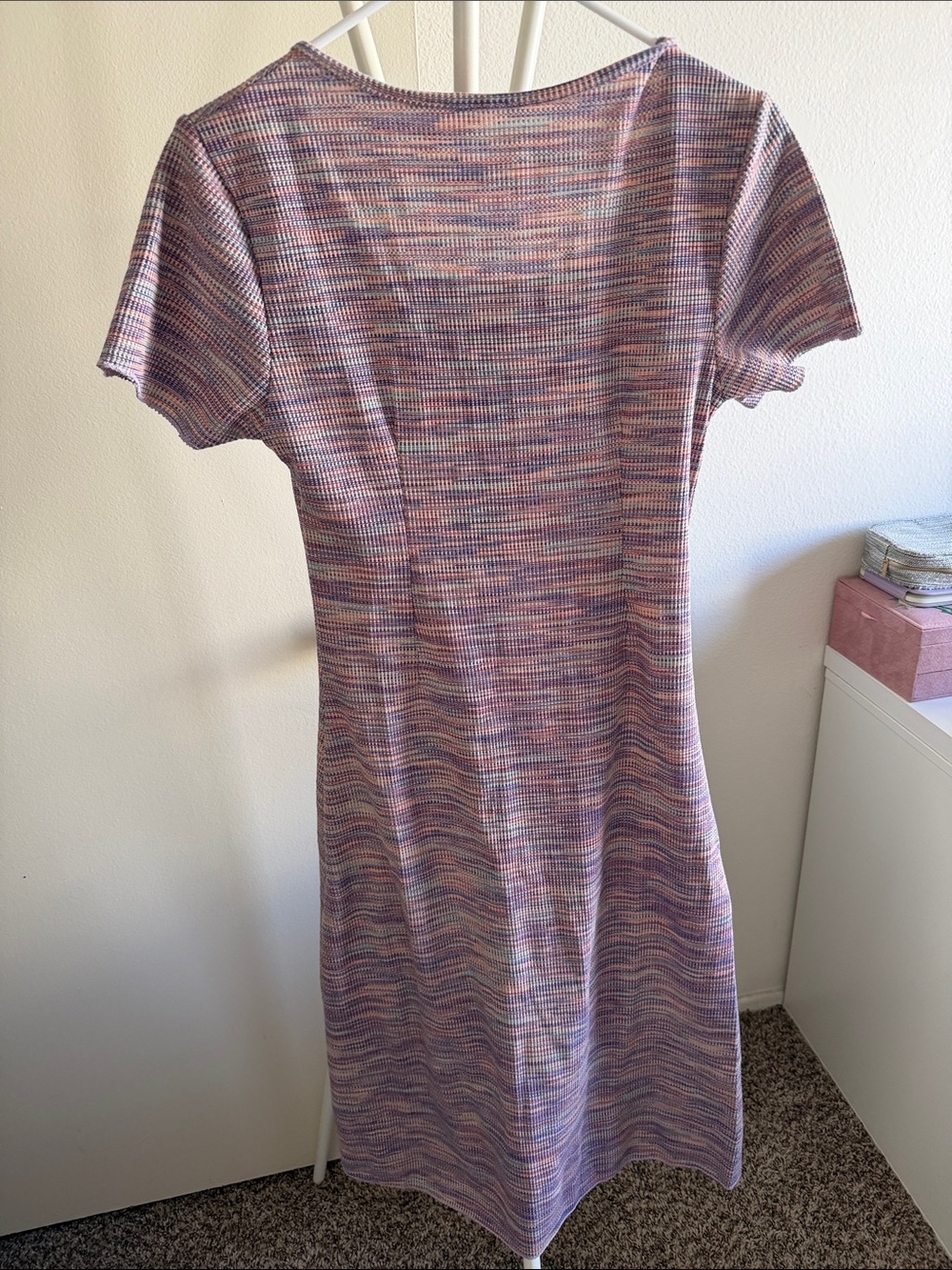 Multicolor Ribbed Button-Front Midi Dress - Picture 2 of 2
